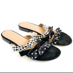 Loft Polka Dot Gingham Tie Strap Sandals